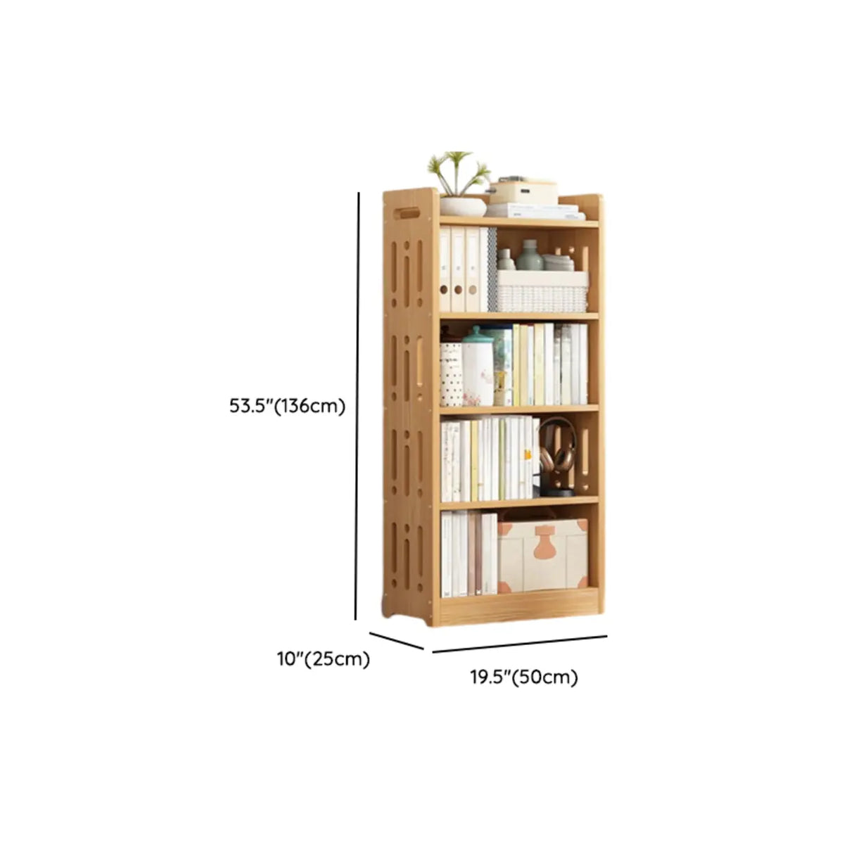 Vintage Wood Grain Vertical Shelf Organizer Bookcase Image - 43