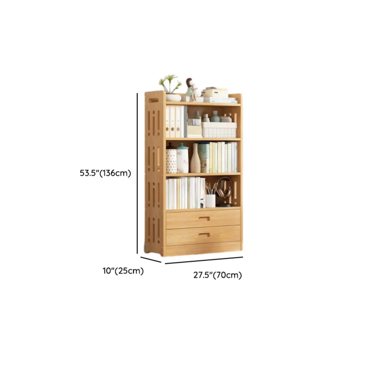 Vintage Wood Grain Vertical Shelf Organizer Bookcase Image - 44