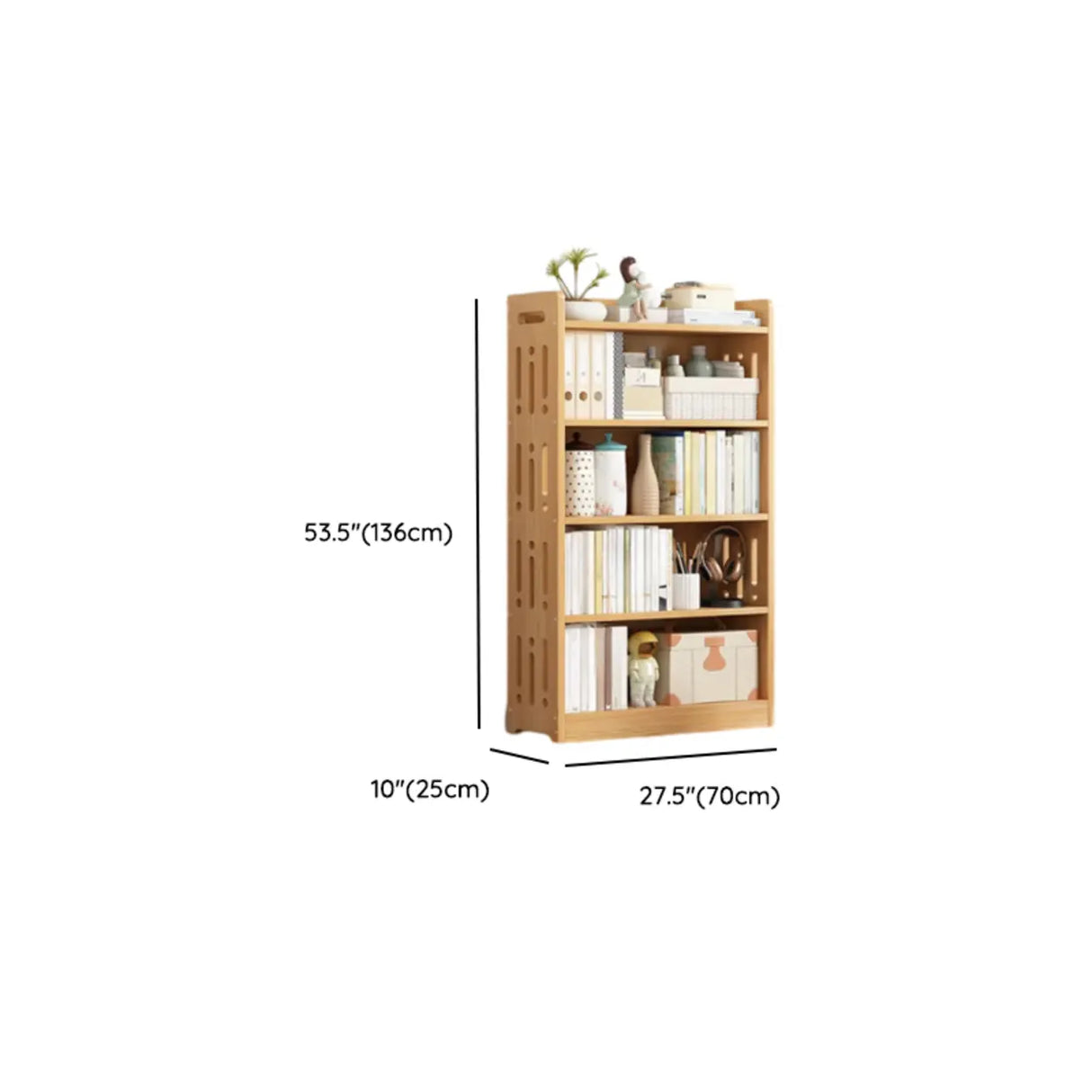 Vintage Wood Grain Vertical Shelf Organizer Bookcase Image - 45