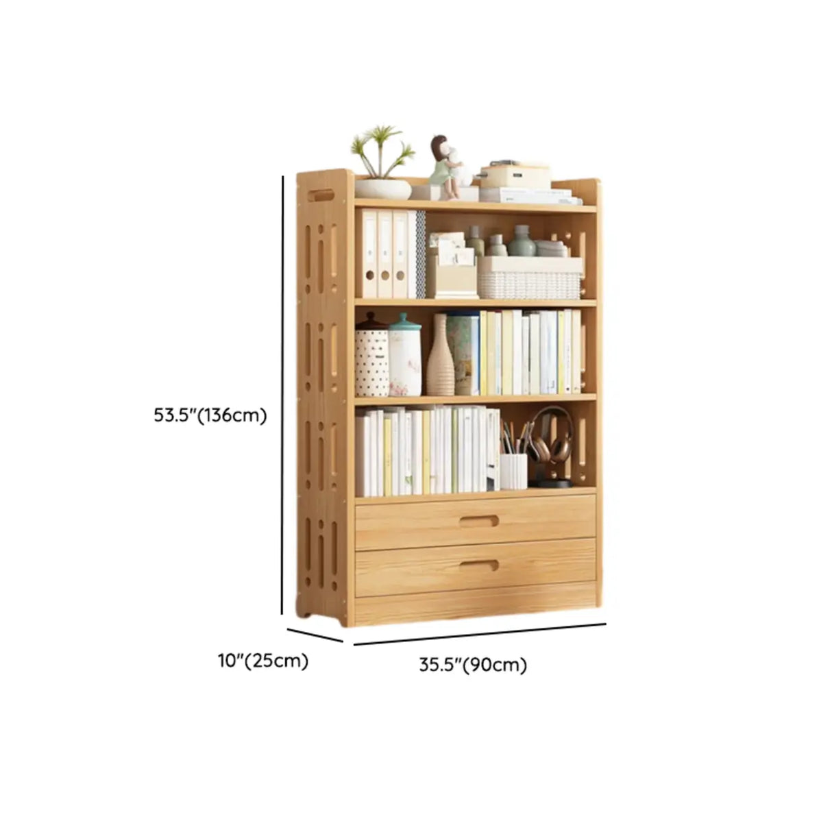 Vintage Wood Grain Vertical Shelf Organizer Bookcase Image - 48