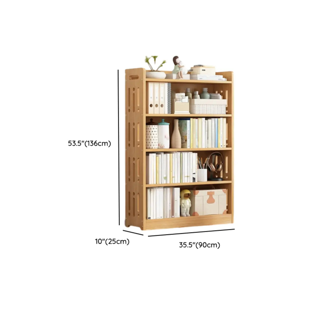 Vintage Wood Grain Vertical Shelf Organizer Bookcase Image - 49