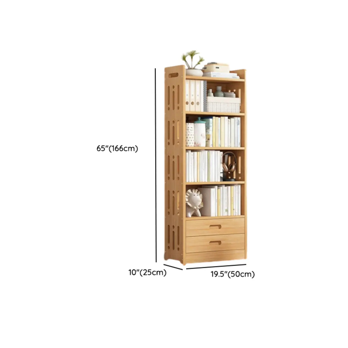 Vintage Wood Grain Vertical Shelf Organizer Bookcase Image - 50