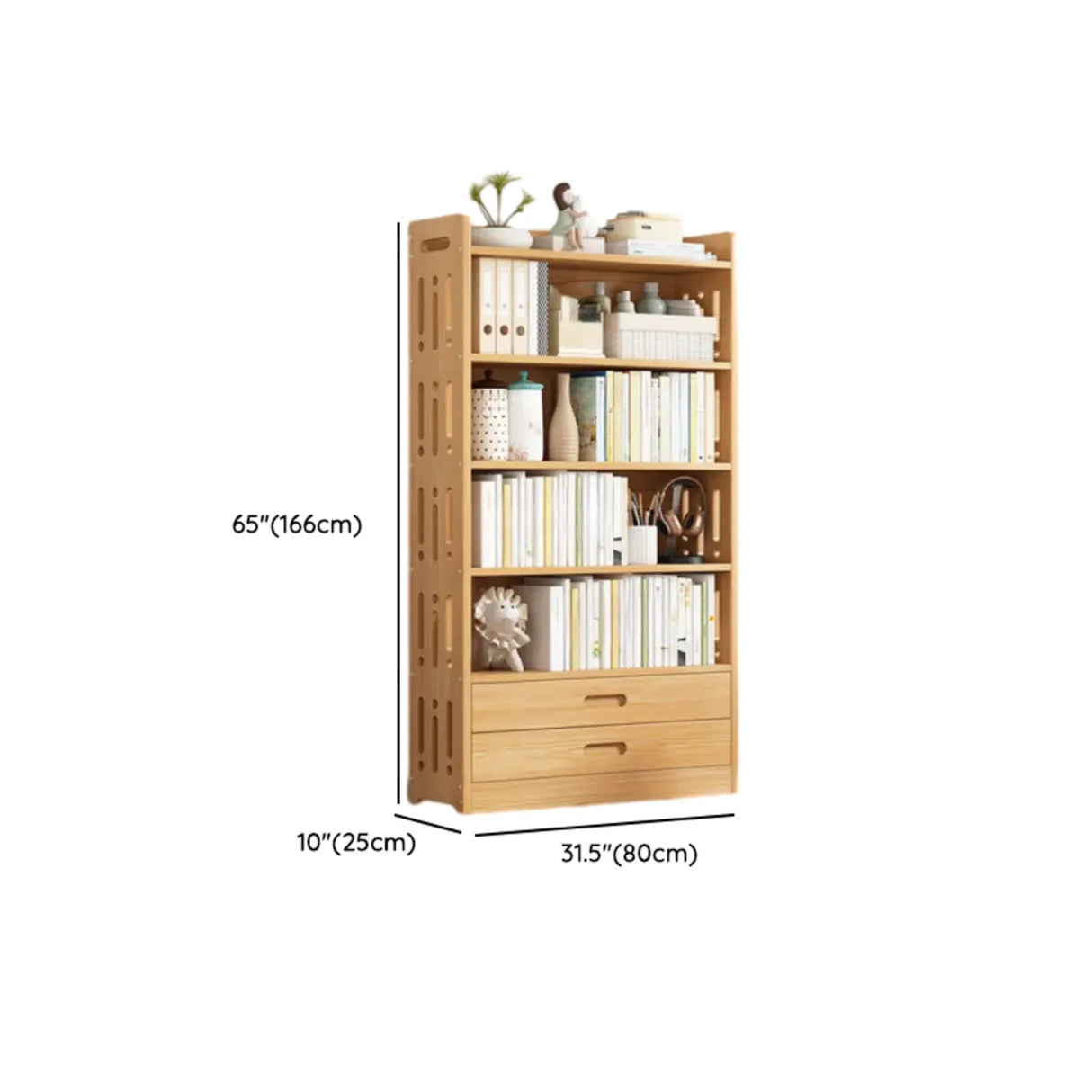 Vintage Wood Grain Vertical Shelf Organizer Bookcase Image - 54