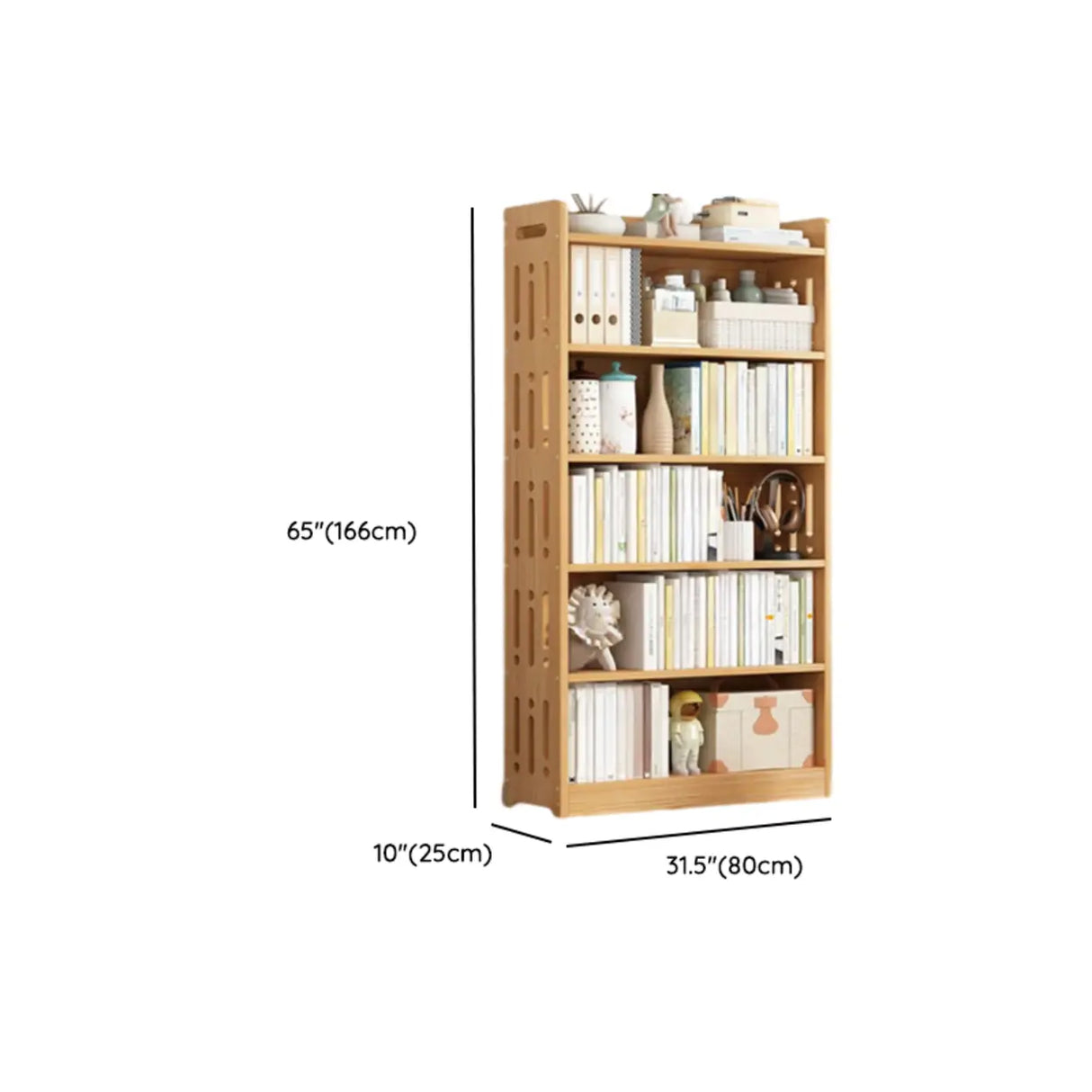 Vintage Wood Grain Vertical Shelf Organizer Bookcase Image - 55