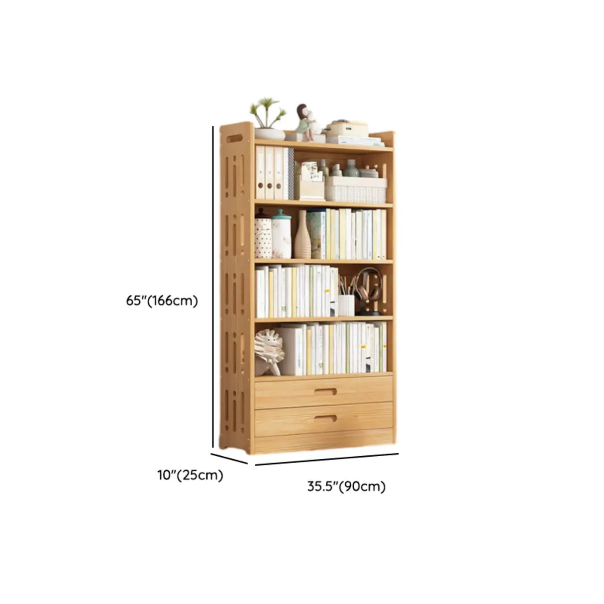 Vintage Wood Grain Vertical Shelf Organizer Bookcase Image - 56