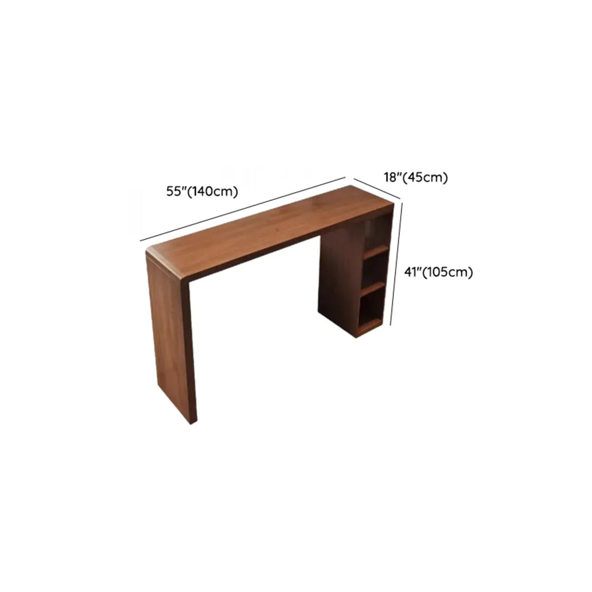 Vintage Wood Space-Saving Breakfast Bar Stool with Storage Shelves Image - 10