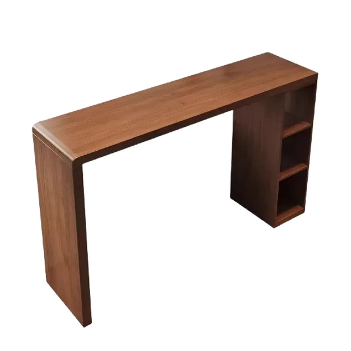 Vintage Wood Space-Saving Breakfast Bar Stool with Storage Shelves Image - 2