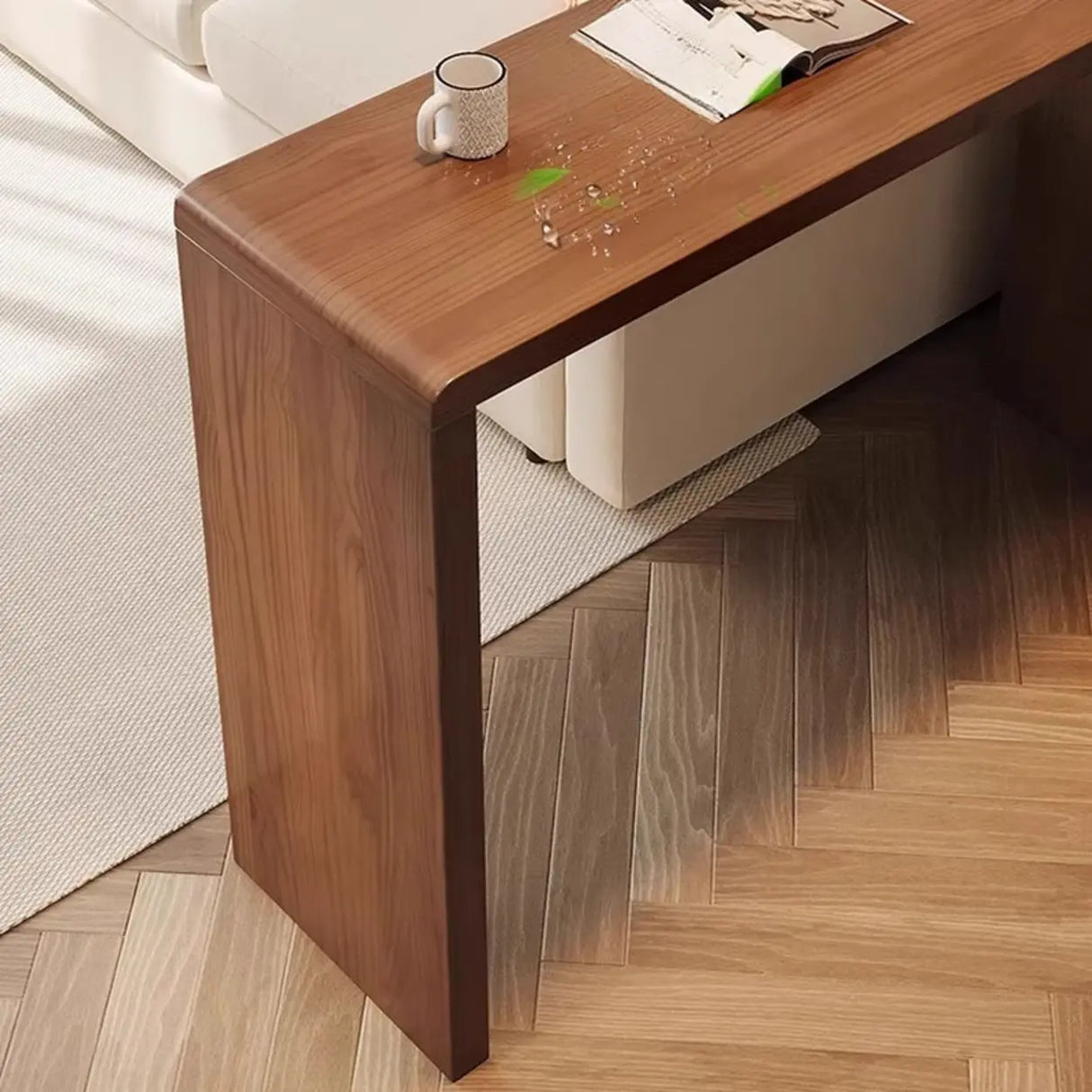 Vintage Wood Space-Saving Breakfast Bar Stool with Storage Shelves Image - 5