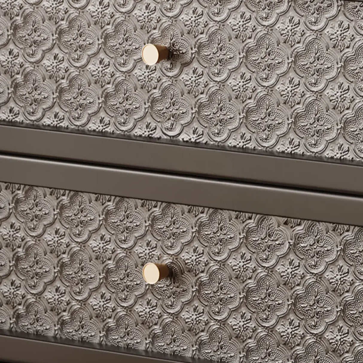 Vintage Wood Walnut Nightstand with Embossed Drawers Image - 11