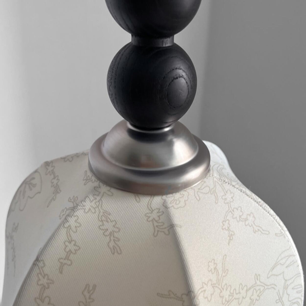 Vintage Wooden Beads Fabric Floral Bell Pendant Light Image - 9