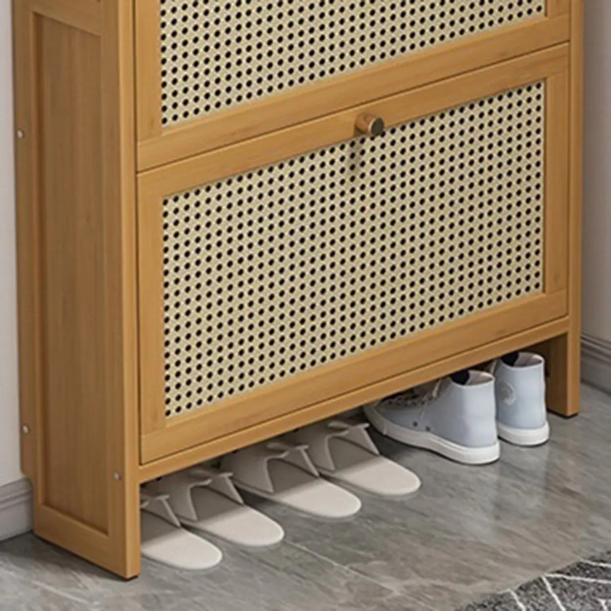 Wall Mounted Adjustable Bamboo Brown Large Shoe Storage Image - 12