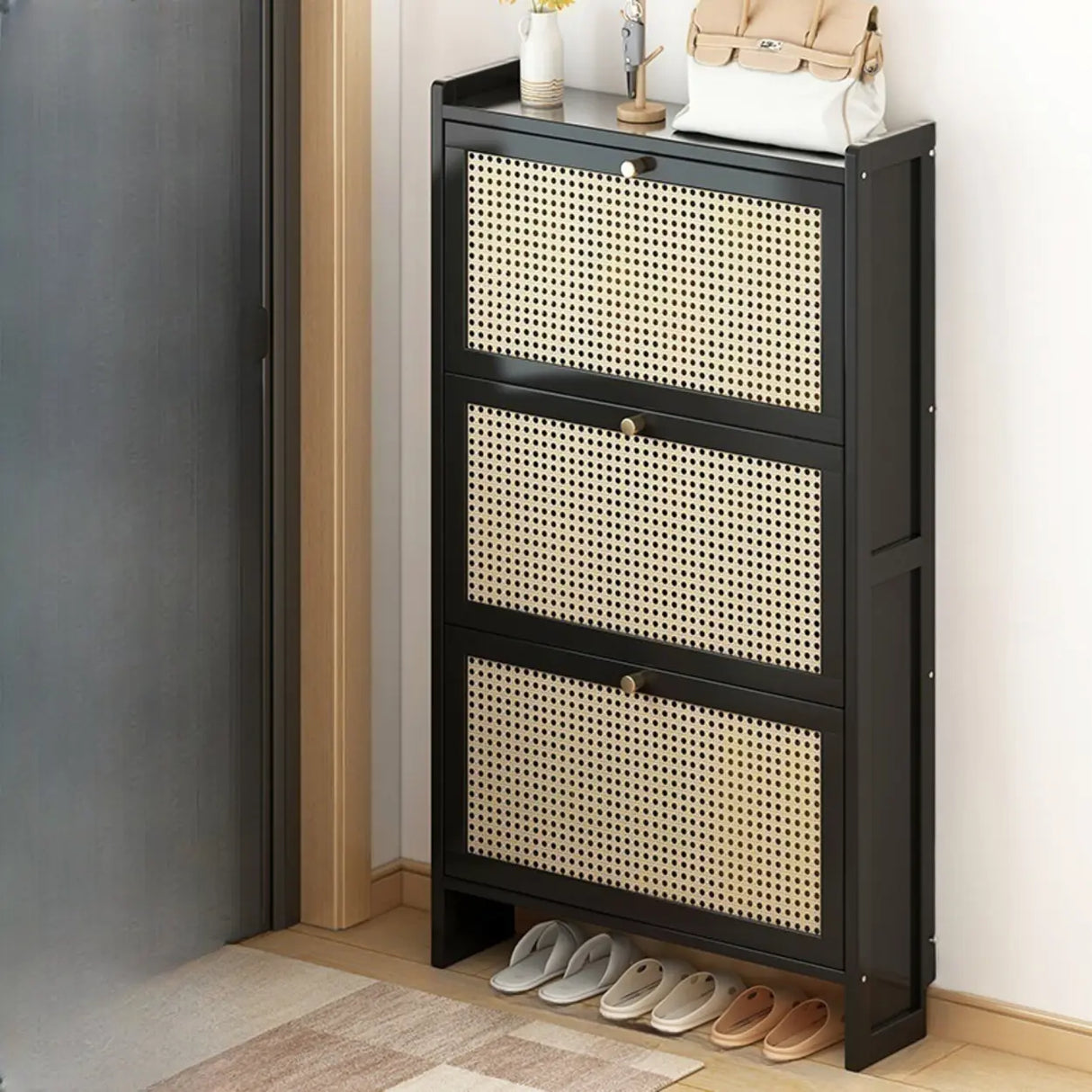 Wall Mounted Adjustable Bamboo Brown Large Shoe Storage Image - 13