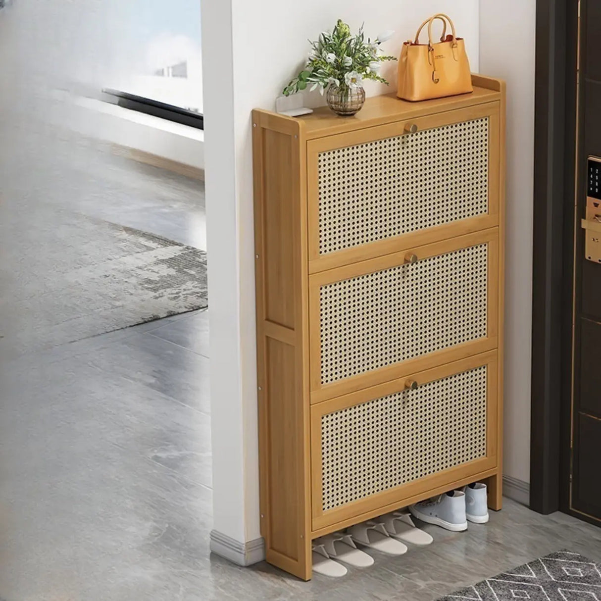 Wall Mounted Adjustable Bamboo Brown Large Shoe Storage Image - 16