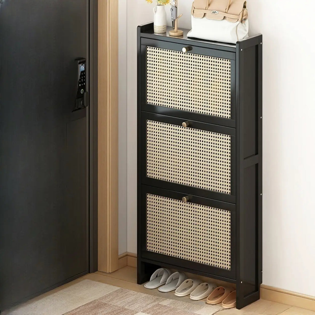 Wall Mounted Adjustable Bamboo Brown Large Shoe Storage Image - 6