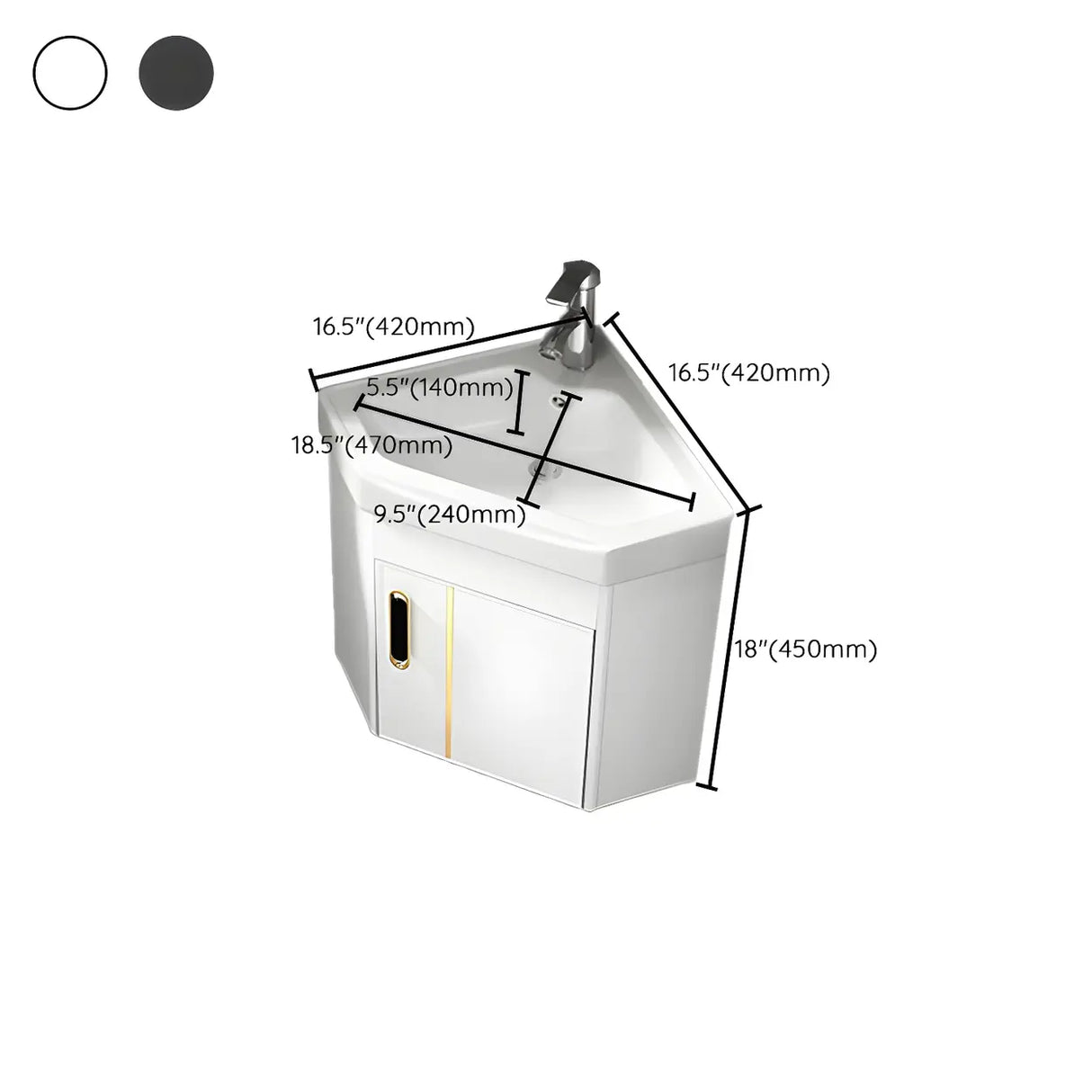 Wall Mounted Corner Triangular Sink Mirror Bathroom Vanity Image - 13