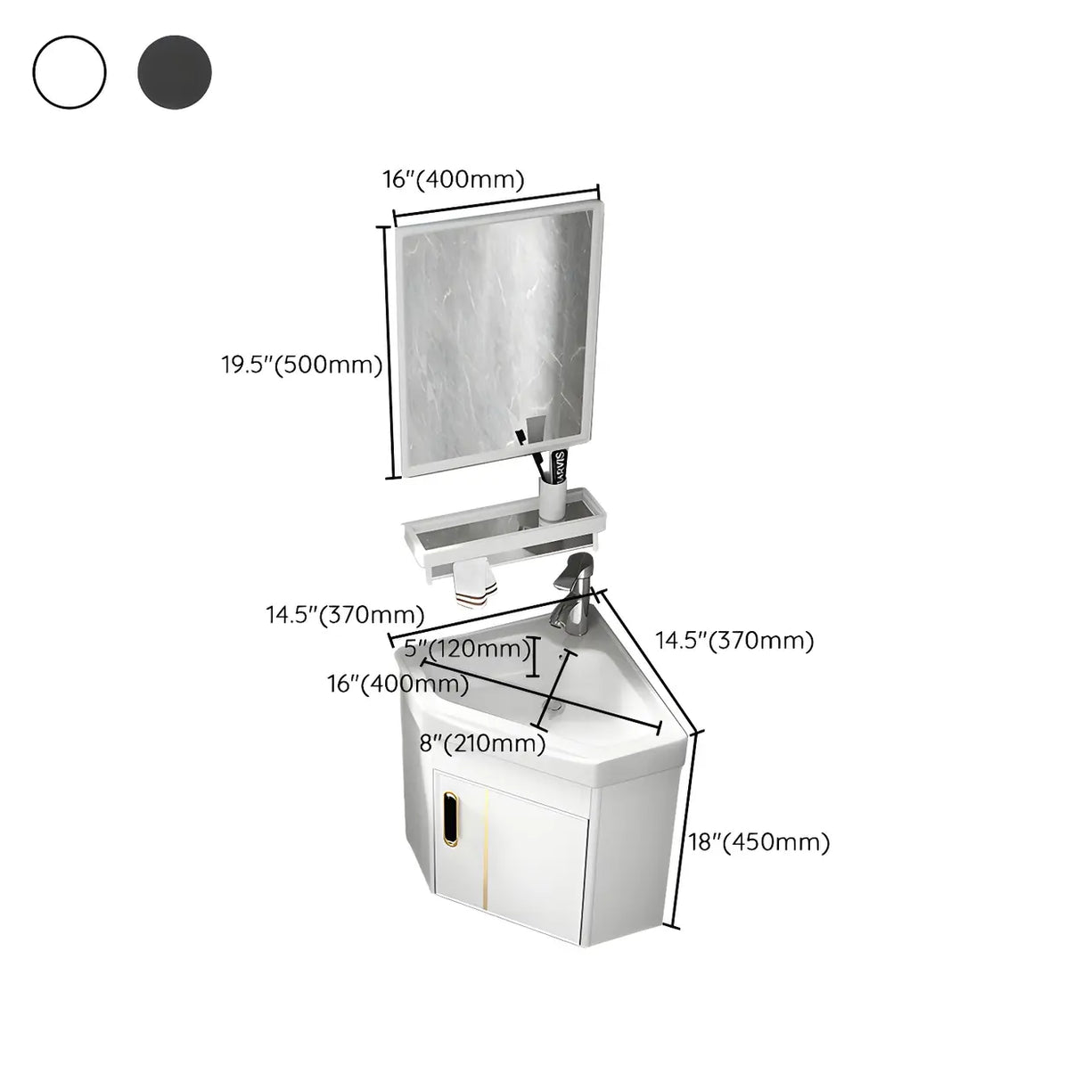 Wall Mounted Corner Triangular Sink Mirror Bathroom Vanity Image - 14