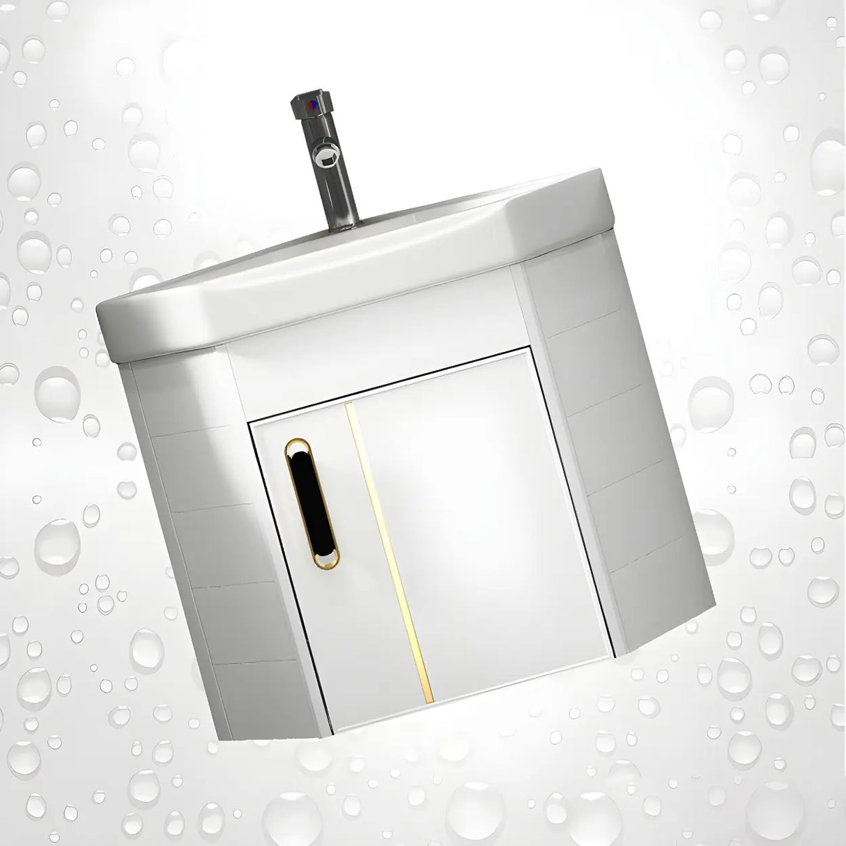 Wall Mounted Corner Triangular Sink Mirror Bathroom Vanity Image - 5