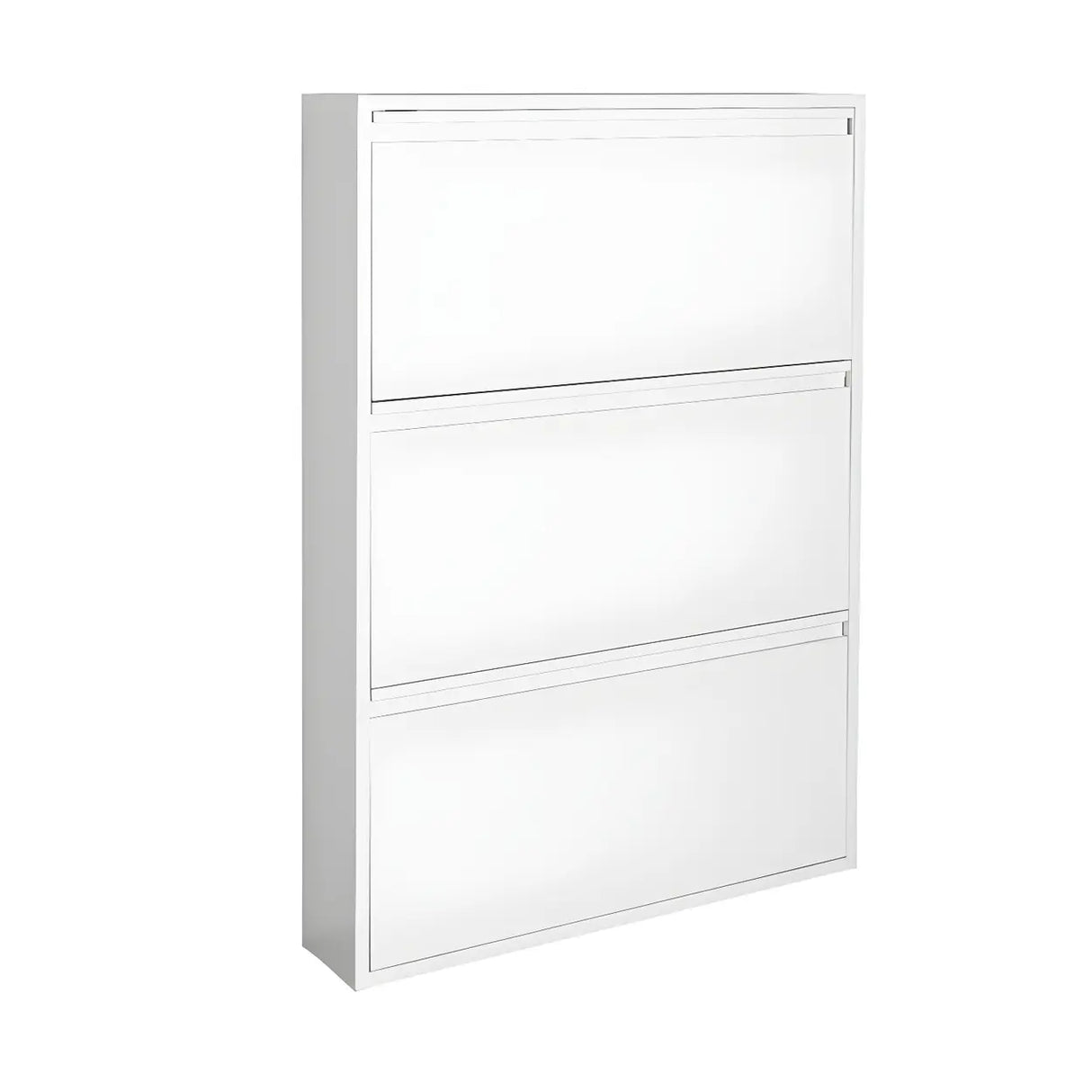 Wall Mounted Wooden Entryway White Drop Front Shoe Storage Image - 10