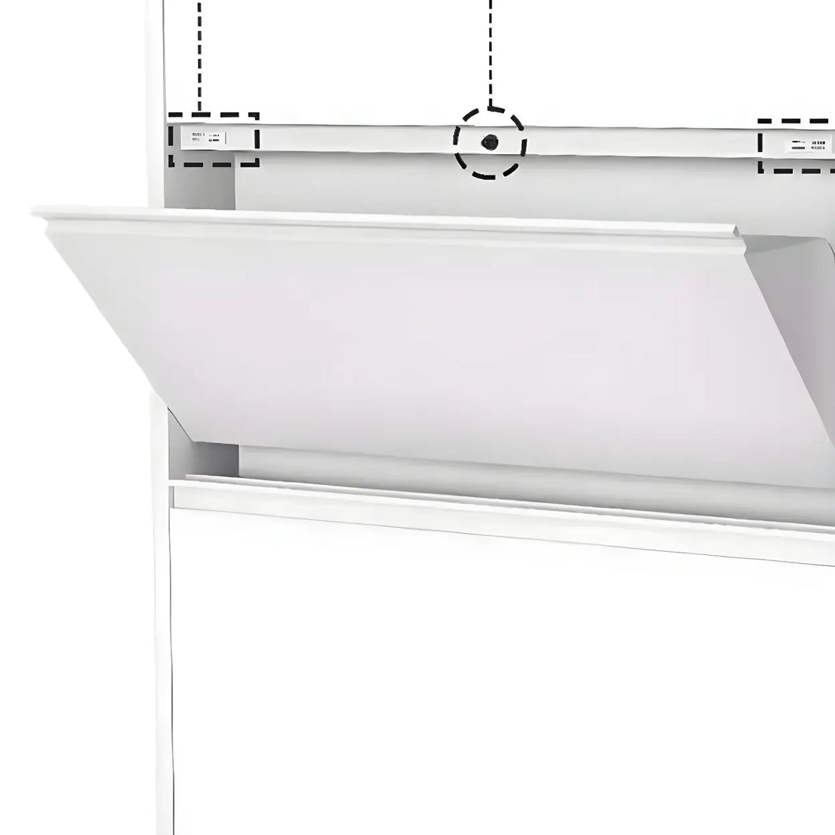 Wall Mounted Wooden Entryway White Drop Front Shoe Storage Image - 12