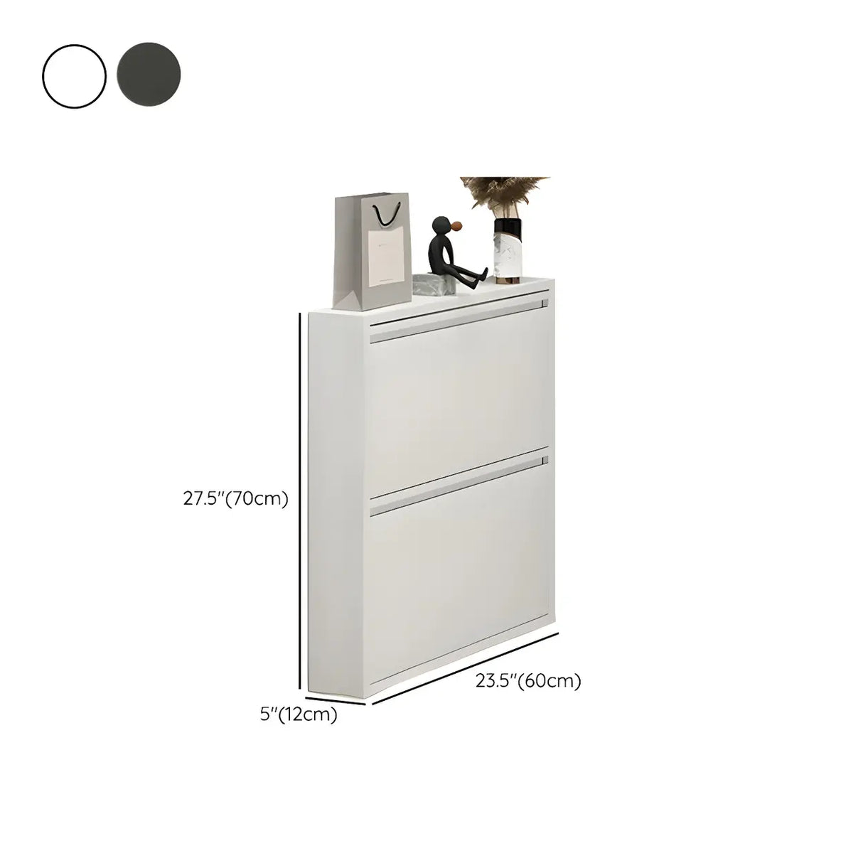 Wall Mounted Wooden Entryway White Drop Front Shoe Storage Image - 34