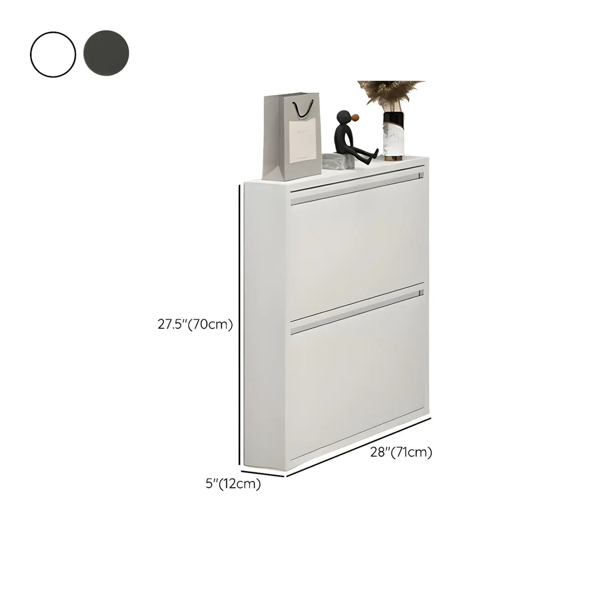 Wall Mounted Wooden Entryway White Drop Front Shoe Storage Image - 35