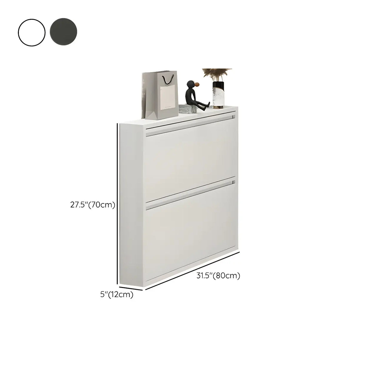 Wall Mounted Wooden Entryway White Drop Front Shoe Storage Image - 36