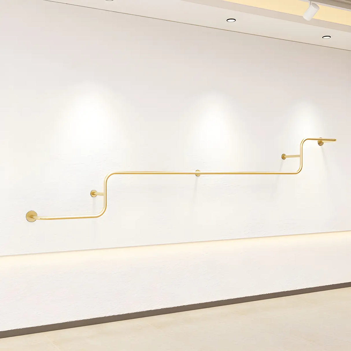 Wall-Mounted Metal Bar Gold Silver Living Coat Rack Image - 12