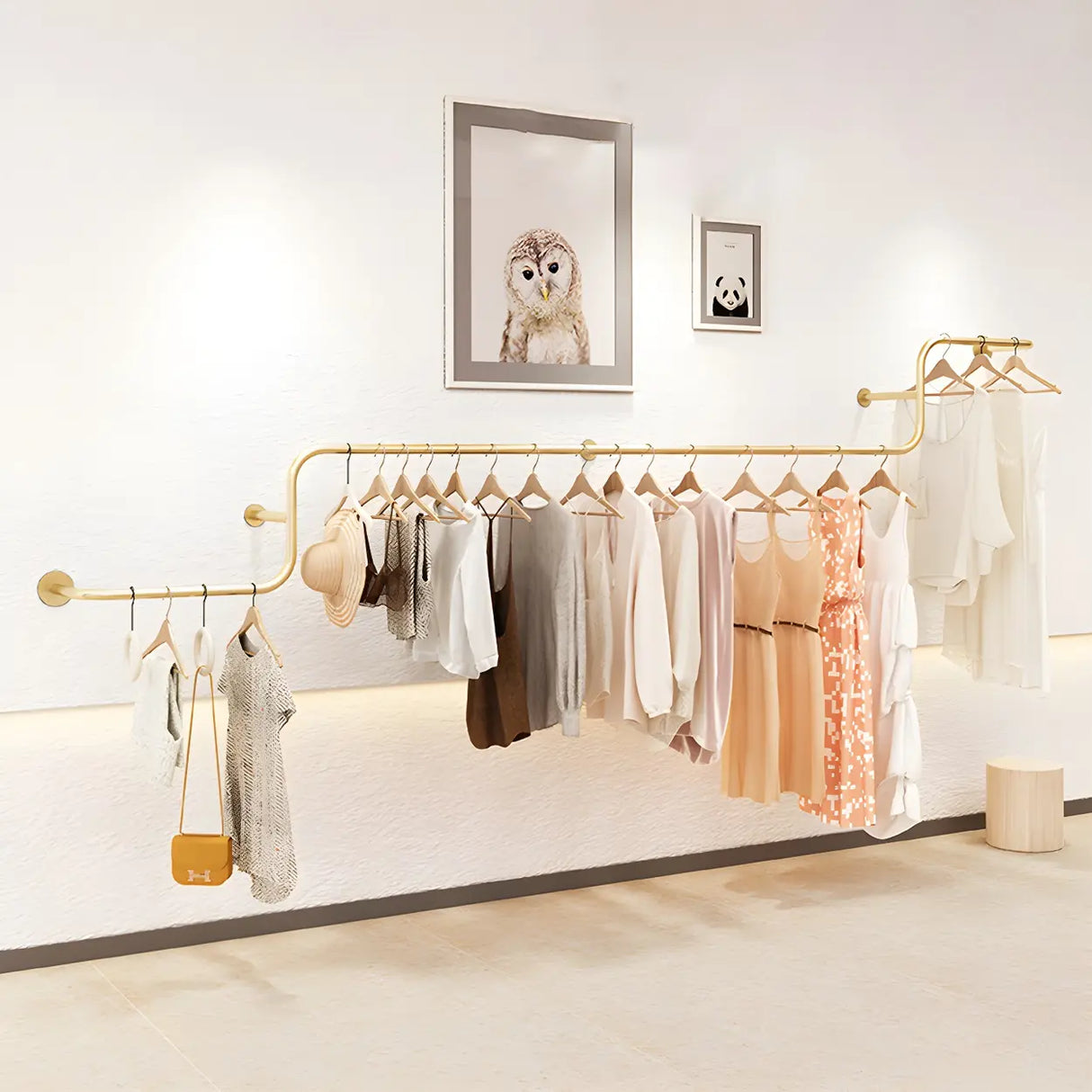 Wall-Mounted Metal Bar Gold Silver Living Coat Rack Image - 13