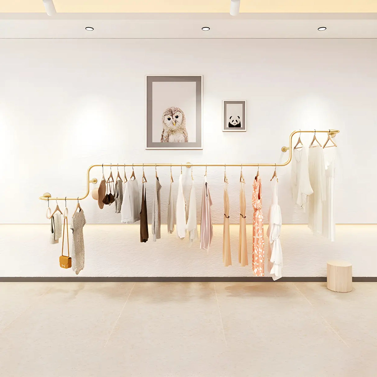 Wall-Mounted Metal Bar Gold Silver Living Coat Rack Image - 14