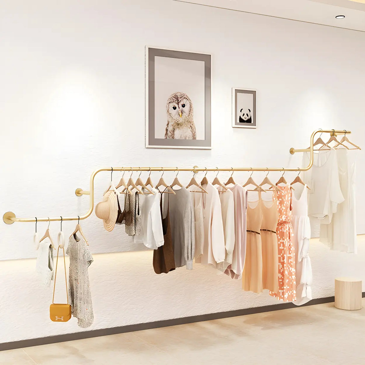 Wall-Mounted Metal Bar Gold Silver Living Coat Rack Image - 15