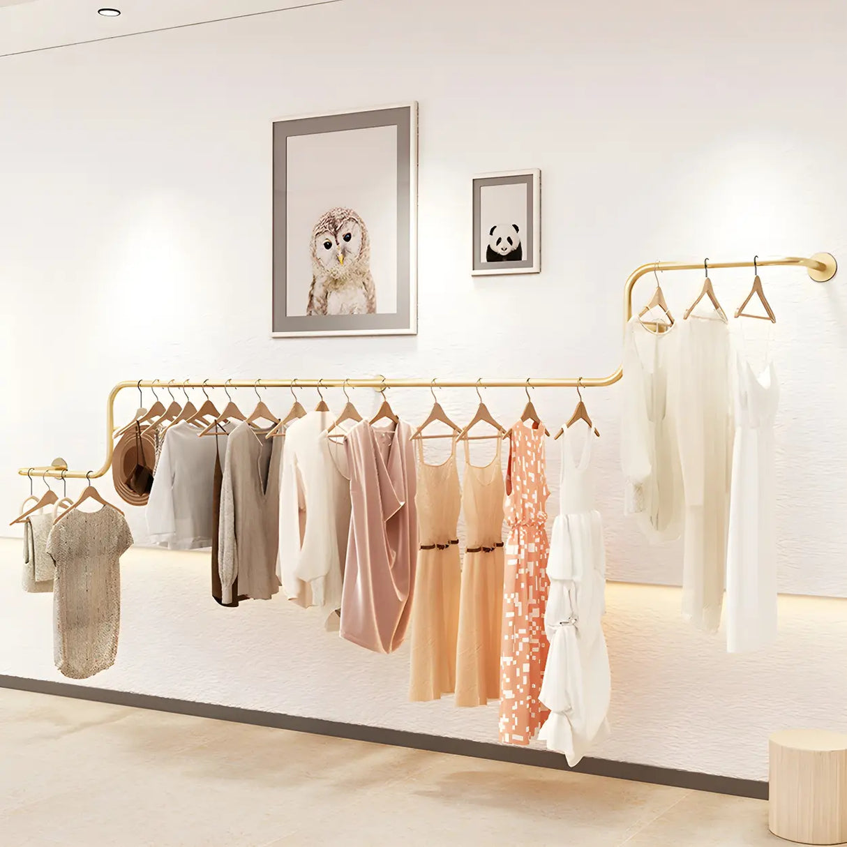 Wall-Mounted Metal Bar Gold Silver Living Coat Rack Image - 16