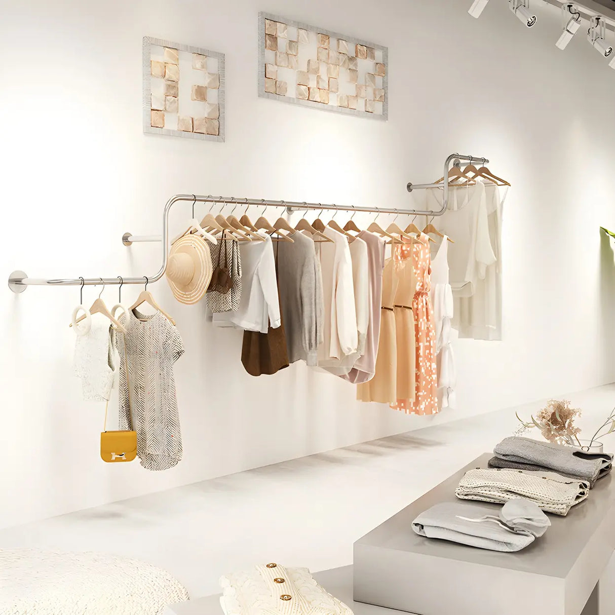 Wall-Mounted Metal Bar Gold Silver Living Coat Rack Image - 1