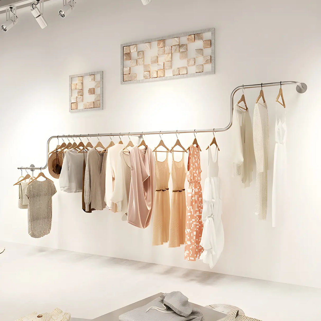 Wall-Mounted Metal Bar Gold Silver Living Coat Rack Image - 4