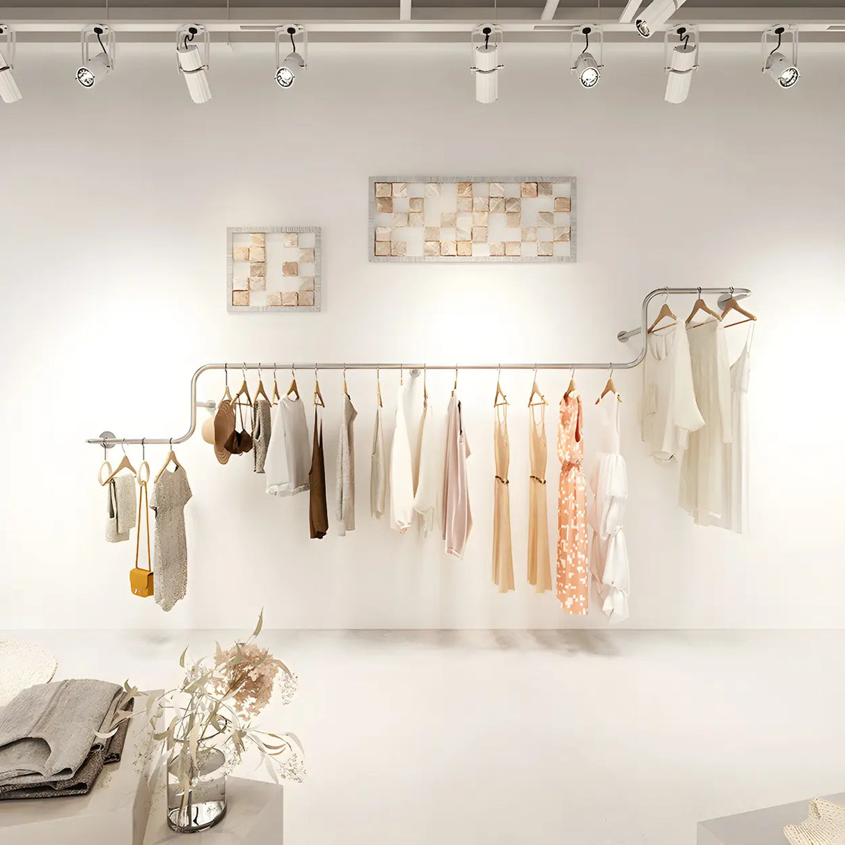 Wall-Mounted Metal Bar Gold Silver Living Coat Rack Image - 6