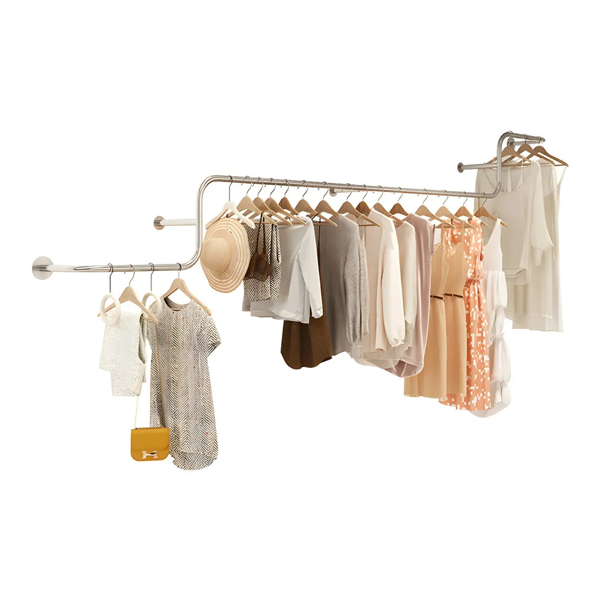 Wall-Mounted Metal Bar Gold Silver Living Coat Rack Image - 9