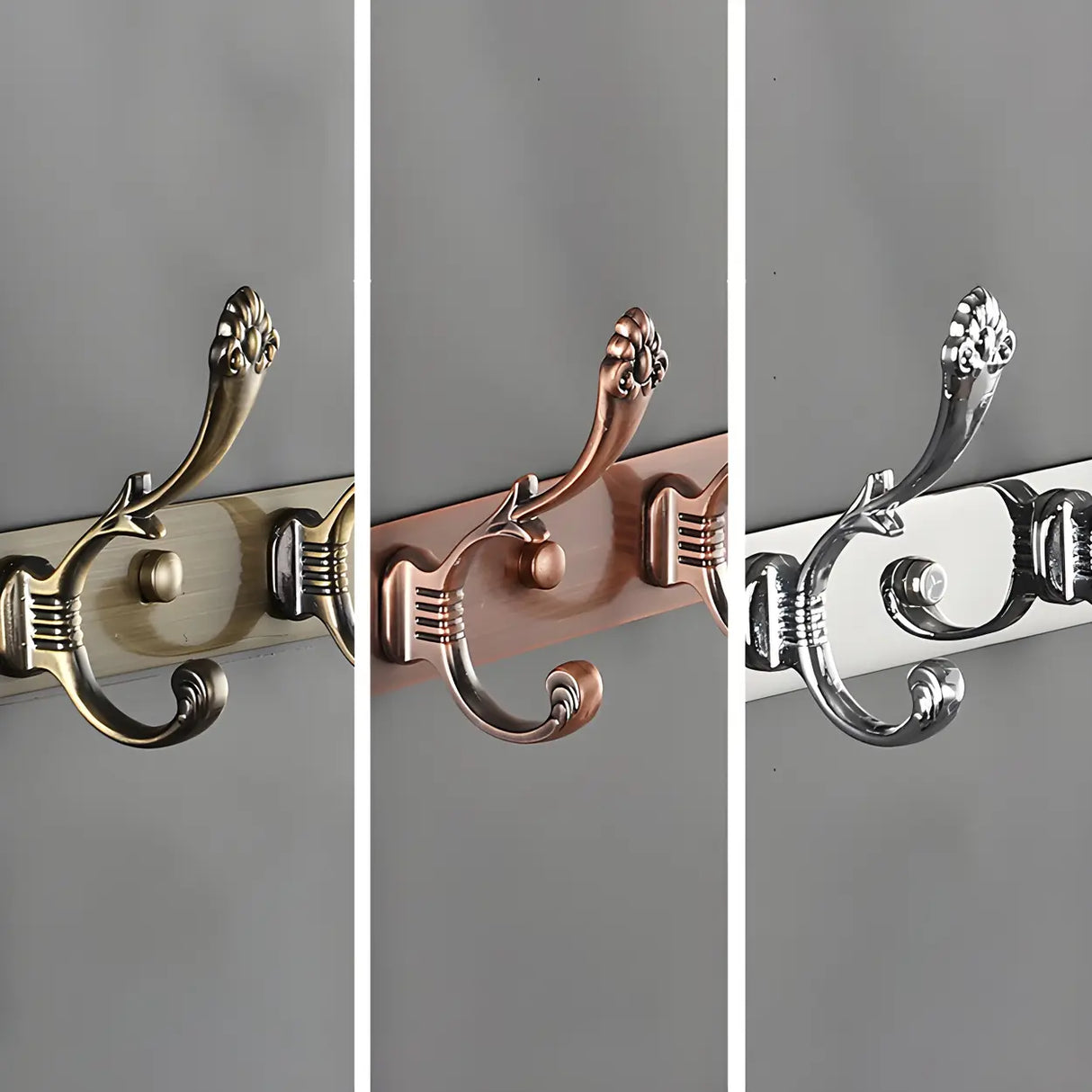 Wall-Mounted Metal Bronze Decorative Coat Rack with Hooks Image - 13