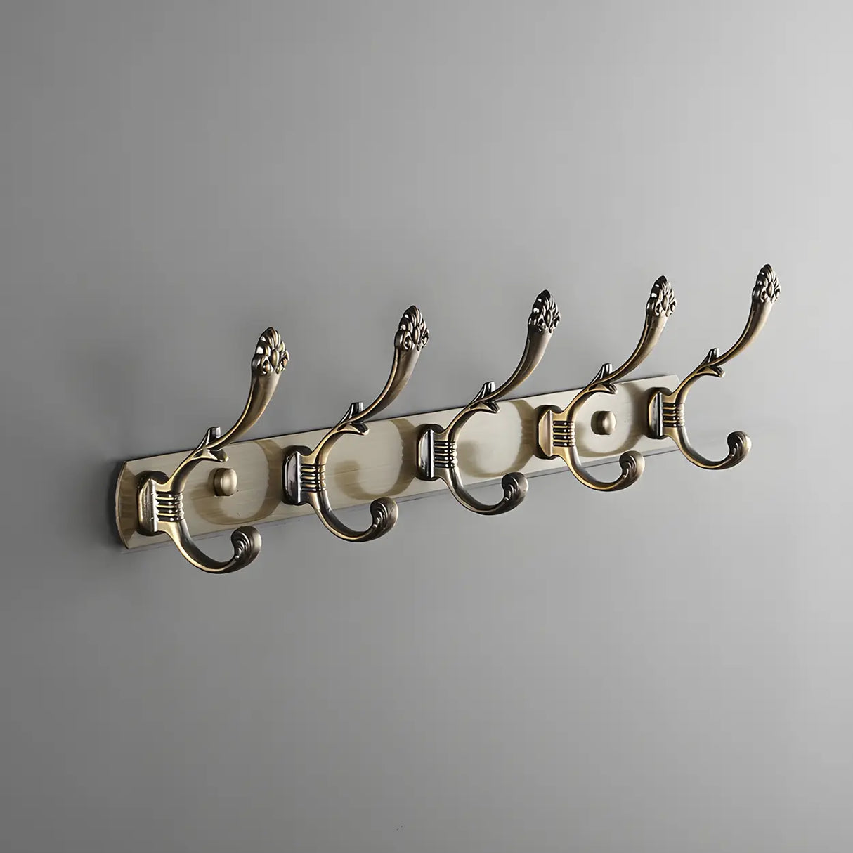 Wall-Mounted Metal Bronze Decorative Coat Rack with Hooks Image - 2