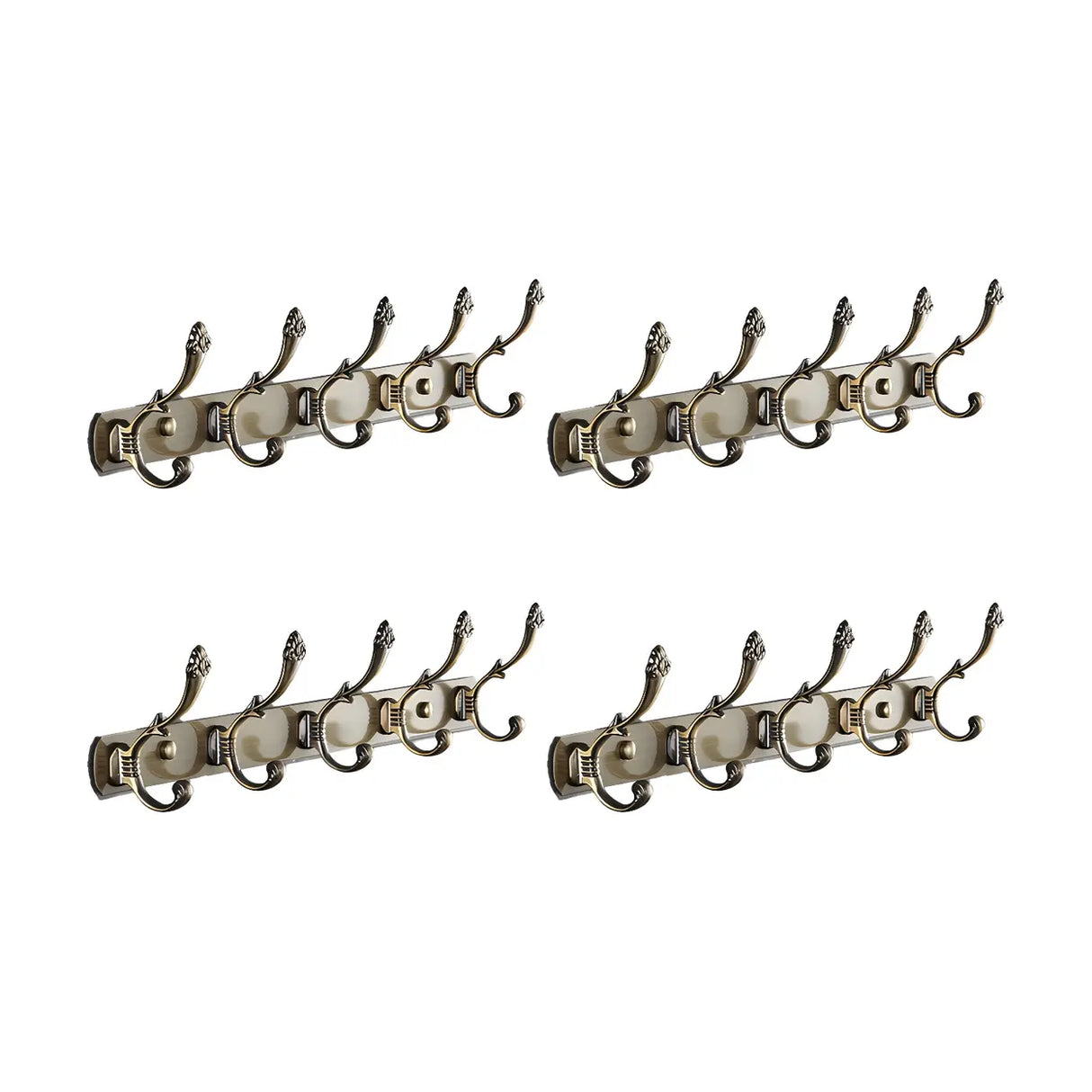 Wall-Mounted Metal Bronze Decorative Coat Rack with Hooks Image - 6