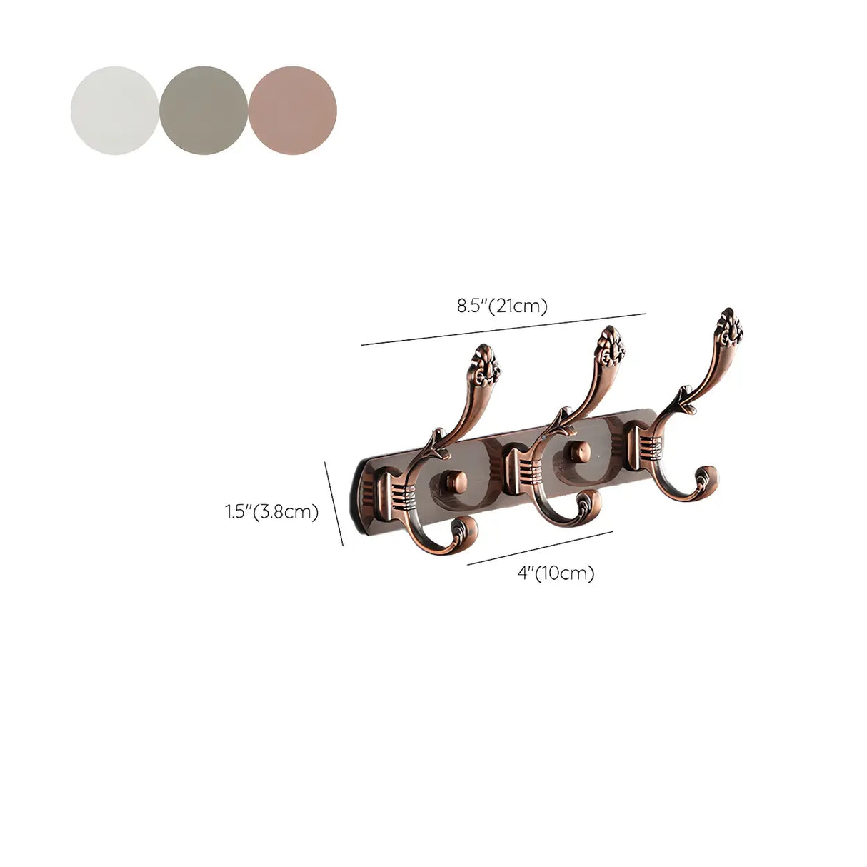 Wall-Mounted Metal Bronze Decorative Coat Rack with Hooks