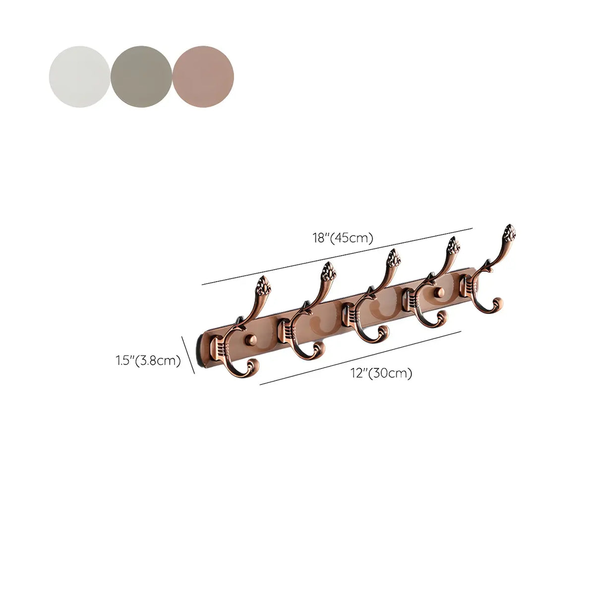 Wall-Mounted Metal Bronze Decorative Coat Rack with Hooks Image - 74