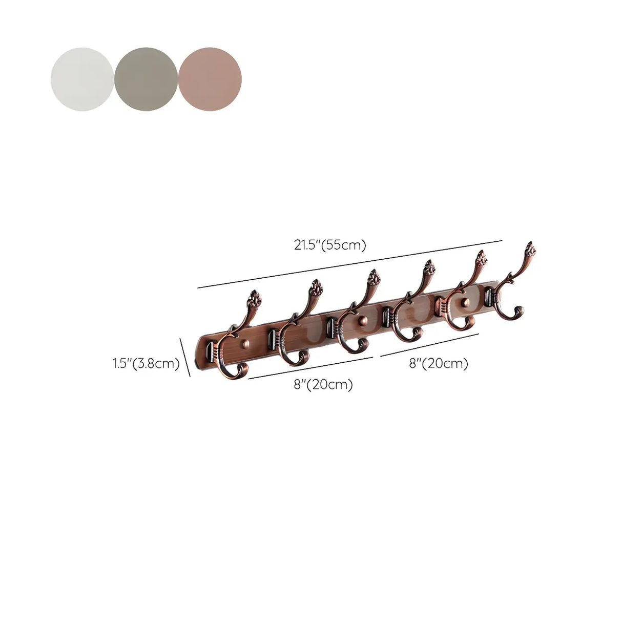 Wall-Mounted Metal Bronze Decorative Coat Rack with Hooks Image - 75