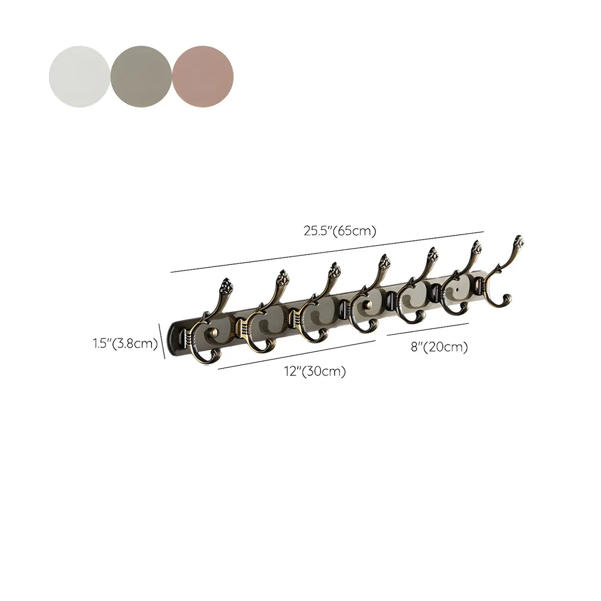 Wall-Mounted Metal Bronze Decorative Coat Rack with Hooks Image - 76