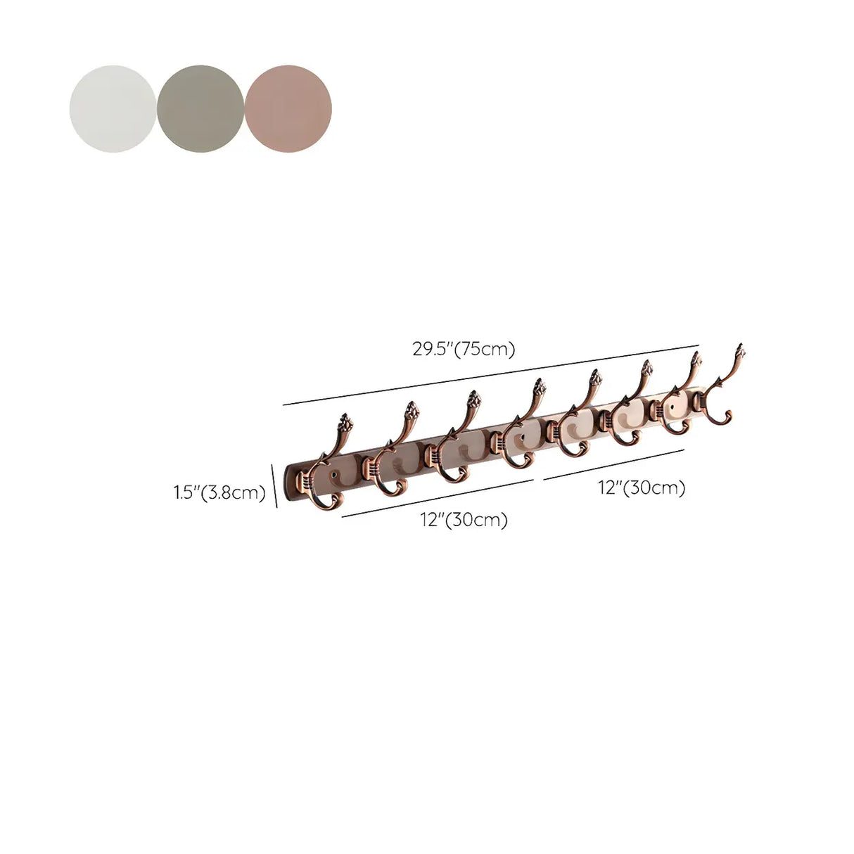 Wall-Mounted Metal Bronze Decorative Coat Rack with Hooks Image - 77