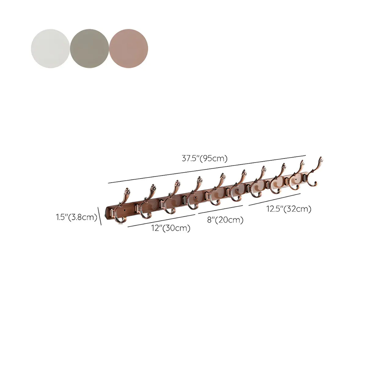 Wall-Mounted Metal Bronze Decorative Coat Rack with Hooks Image - 78