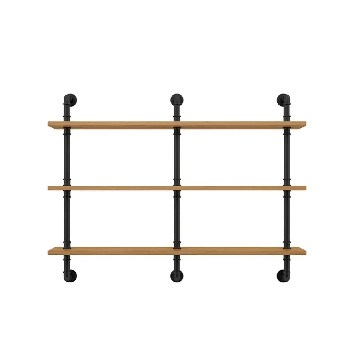 Wall Mounted Rustic Ladder Pipe Pine Display Bookshelf Image - 14