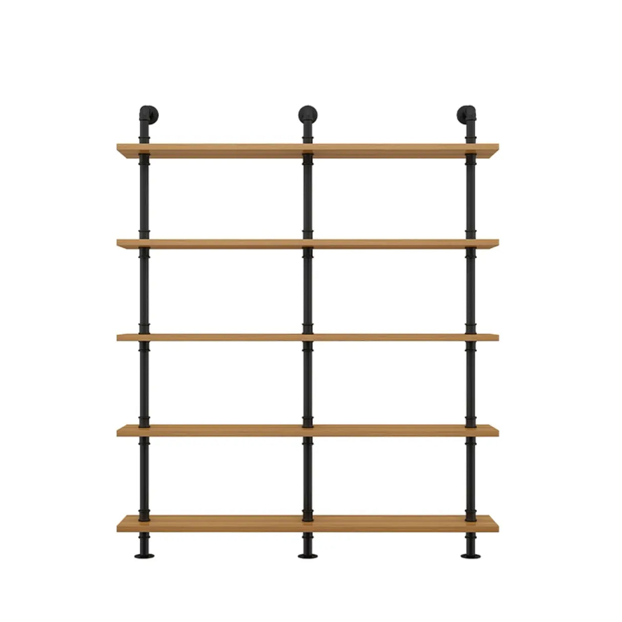 Wall Mounted Rustic Ladder Pipe Pine Display Bookshelf Image - 19