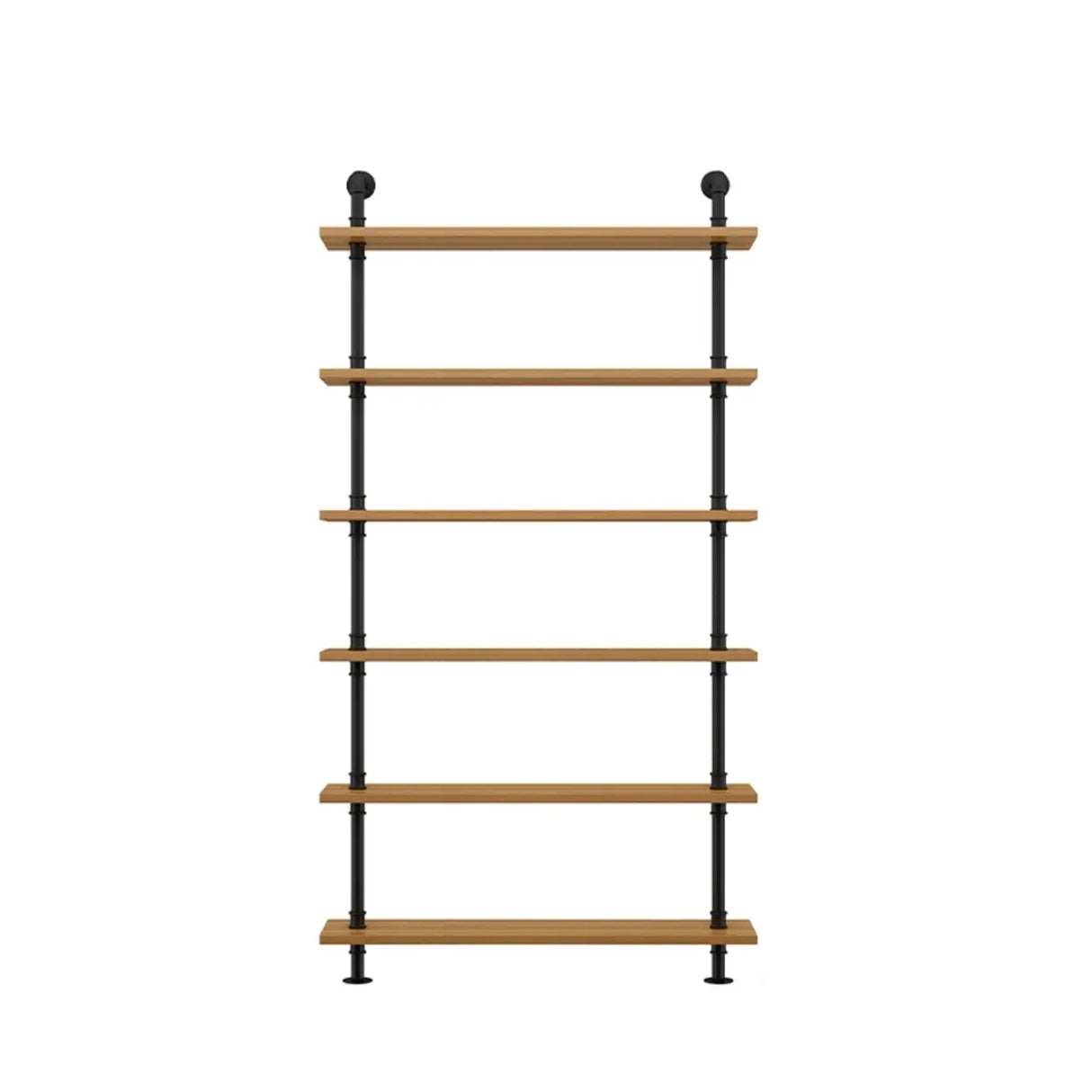 Wall Mounted Rustic Ladder Pipe Pine Display Bookshelf Image - 21
