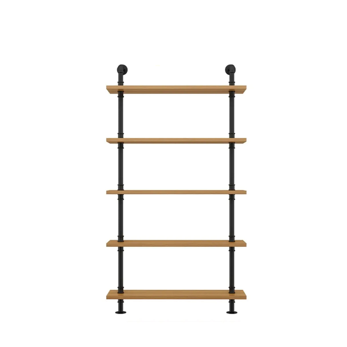 Wall Mounted Rustic Ladder Pipe Pine Display Bookshelf Image - 22