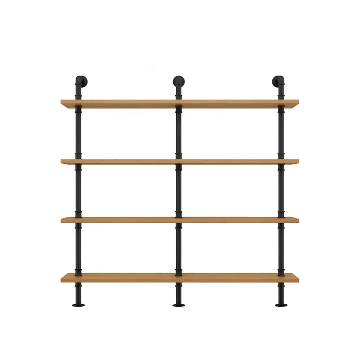 Wall Mounted Rustic Ladder Pipe Pine Display Bookshelf Image - 23