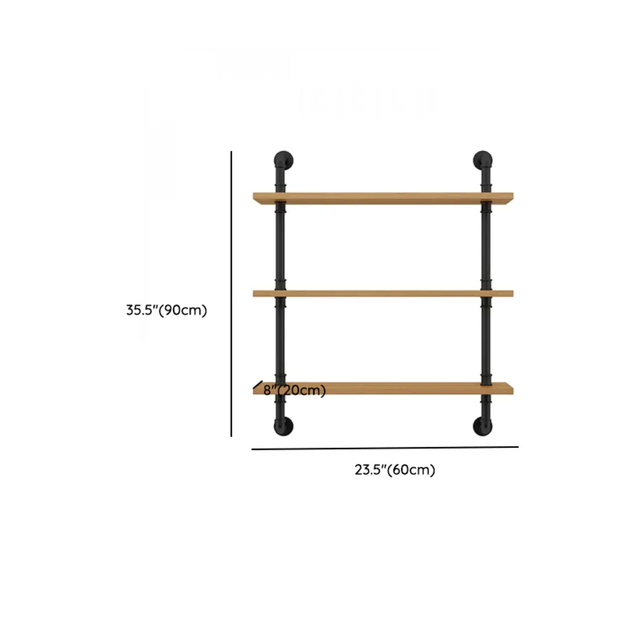 Wall Mounted Rustic Ladder Pipe Pine Display Bookshelf
